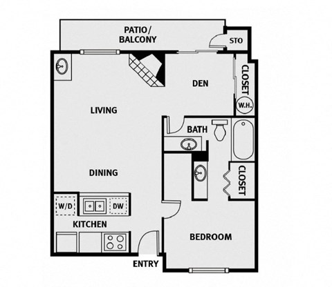 Oakwood Creek 2 Bedroom 1 Bathroom A1